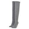 CHICMARK Women's Sexy Over-the-Knee Boots with Stiletto Heel (Silver, 43) view 3