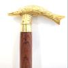 Wooden Cane with Fish Handle, Antique Victorian Style, Golden Brown view 2
