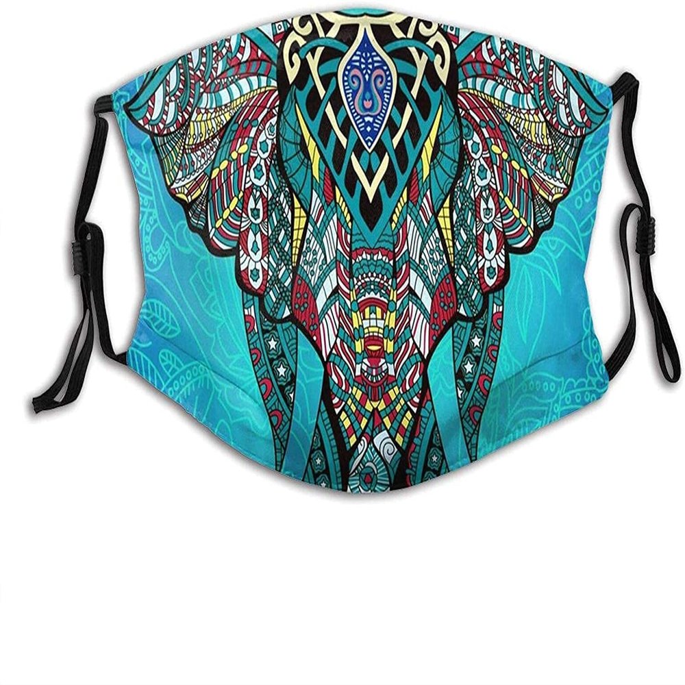 Elephant Indian Bohemian Boho Face M-A-S-K with 2 Filters, Washable, Reusable, for Men and Women