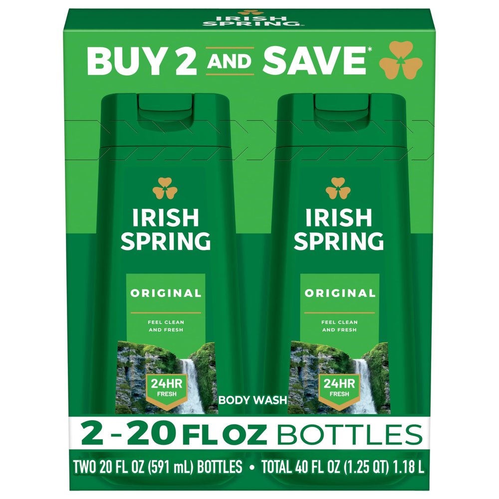 Irish Spring Original Clean Body Wash for Men, 20 fl oz (Pack of 2)