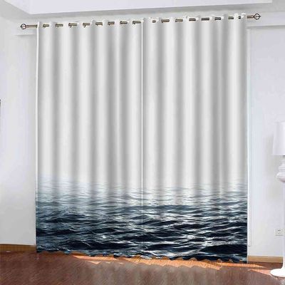 DSVNNZ 3D Blackout Curtains, Opaque Polyester, Sea Landscape Print, 2 Panels, 183 x 275 cm