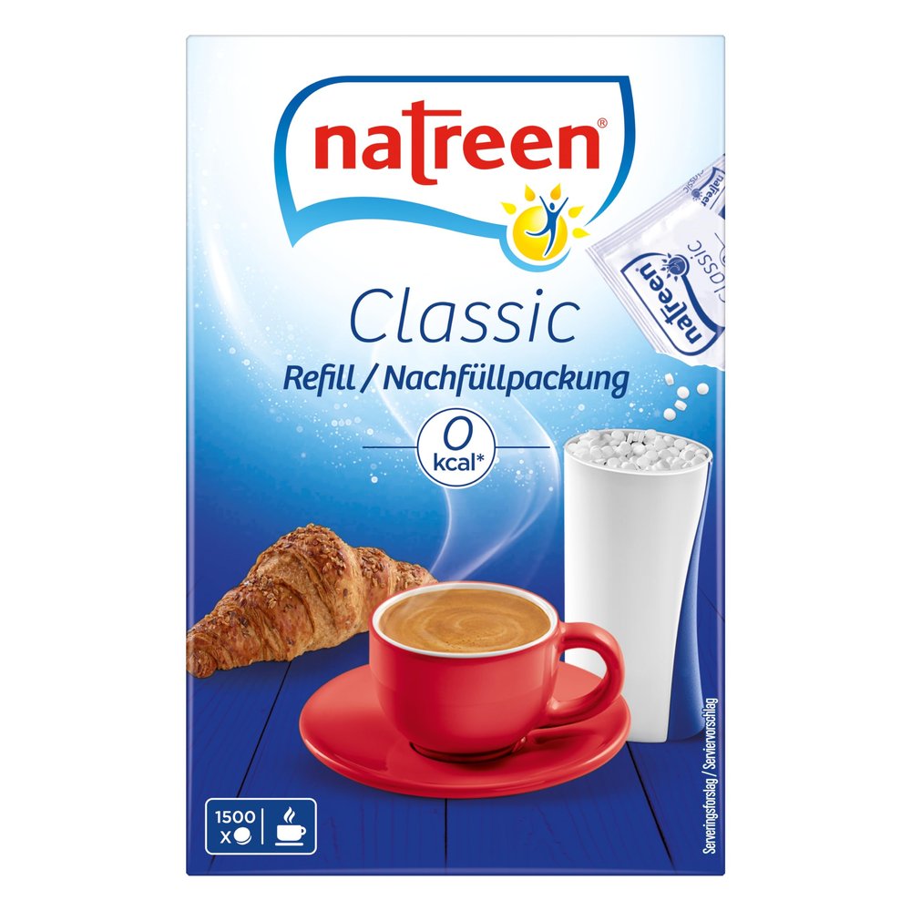 natreen Classic Sweetener, Tabletop Dispenser Refill, Calorie-Free, 1,500 Tablets