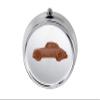 Classic British Car MK2 3.8 ref104 Copper-Effect Pewter Vehicle on a Round Chrome-Colored Pocket Mirror view 1