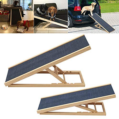Folding Wooden Dog Ramp, Adjustable Pet Stair and Car Ramp