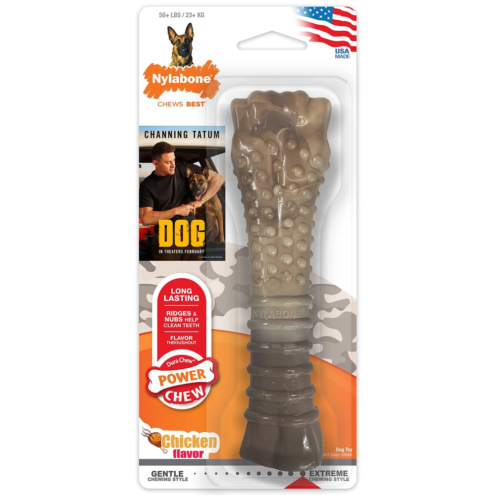Nylabone Dog: The Movie with Channing Tatum Camo Power Chew Toy for Aggressive Chewers, Chicken, XL (1 Count)
