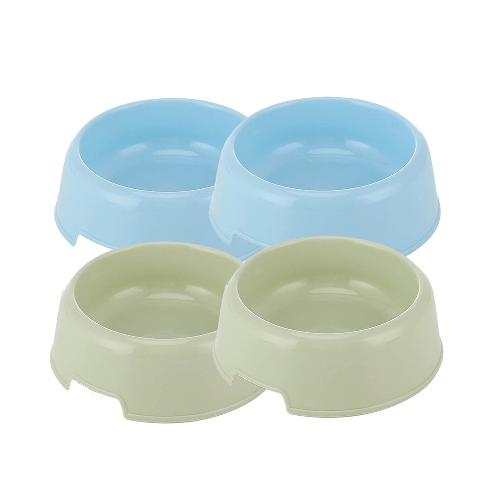 Plastic Cat Food and Water Bowls, 4-Piece Set