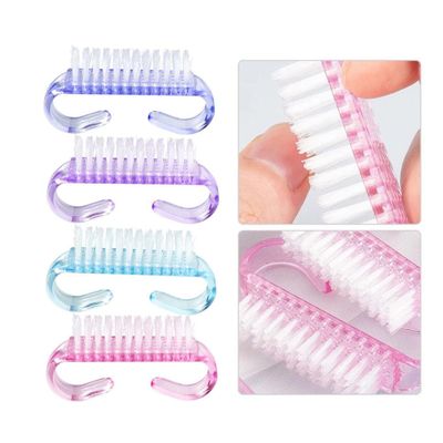 PKOUVOO 4-Piece Nail Brush Set, Plastic Handles, 4 Colors