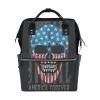 LDIYEU Skull USA Flag Artwork Diaper Backpack, Large Capacity view 1