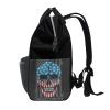 LDIYEU Skull USA Flag Artwork Diaper Backpack, Large Capacity view 4