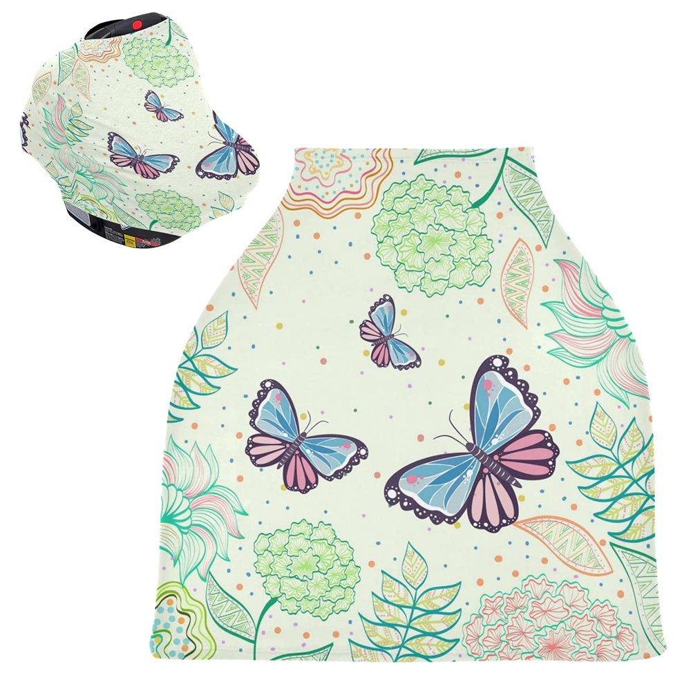 Floral Butterfly Baby Car Seat Canopy