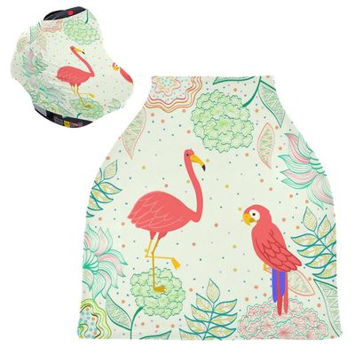 Red Crane Bird Baby Car Seat Canopy and Nursing Cover