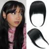 Dsoar Human Hair Clip-In Bangs, Thick Straight Fringe, 1B Black view 1