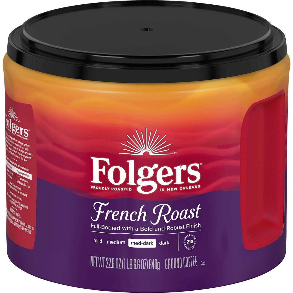 Folgers French Roast Medium-Dark Roast Ground Coffee, 640 mL Canister