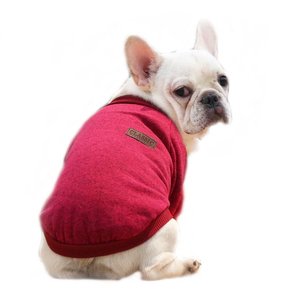 Classic Dog Sweater Winter Warm Coat, Christmas Costume, M Red Wine