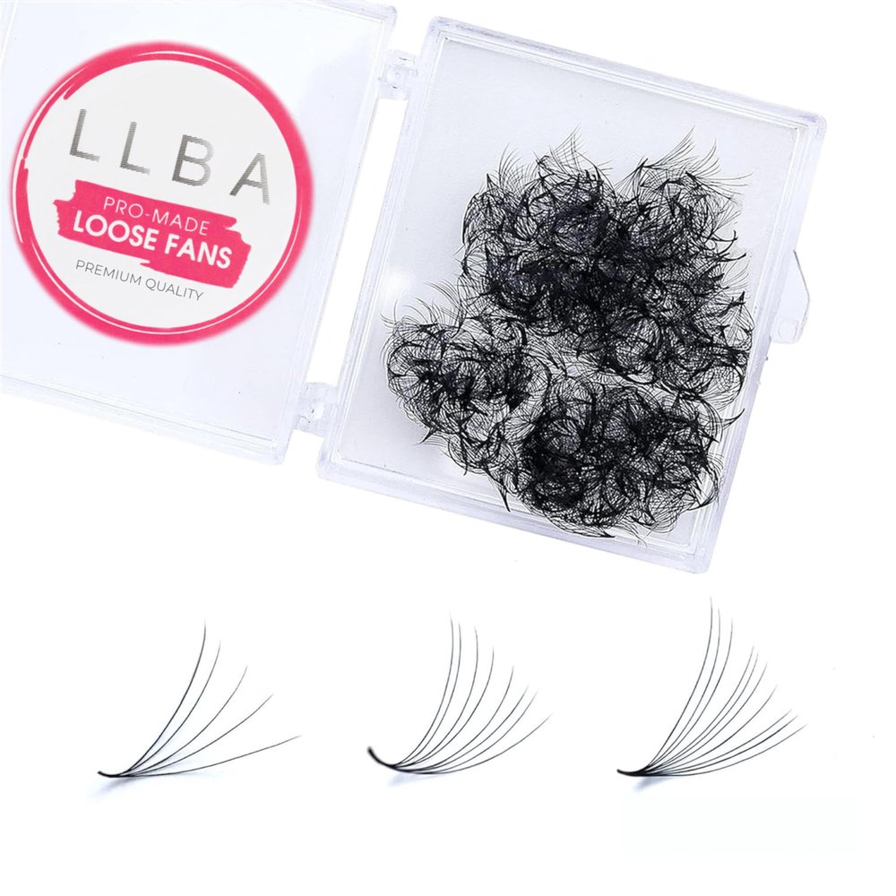 LLBA 500 Pre-Made Lash Fans, 3D Volume, 0.1, D Curl, 8 mm