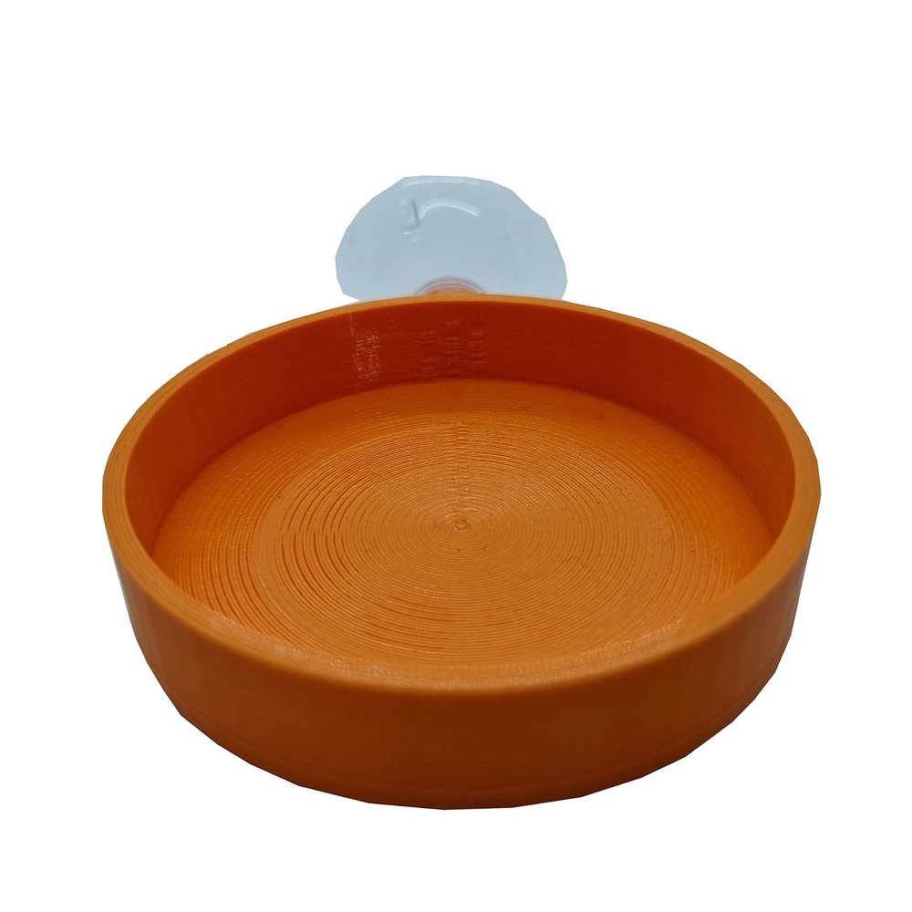 Feeding Bowl with Suction Cup for Shrimp Food Sticks (Orange)