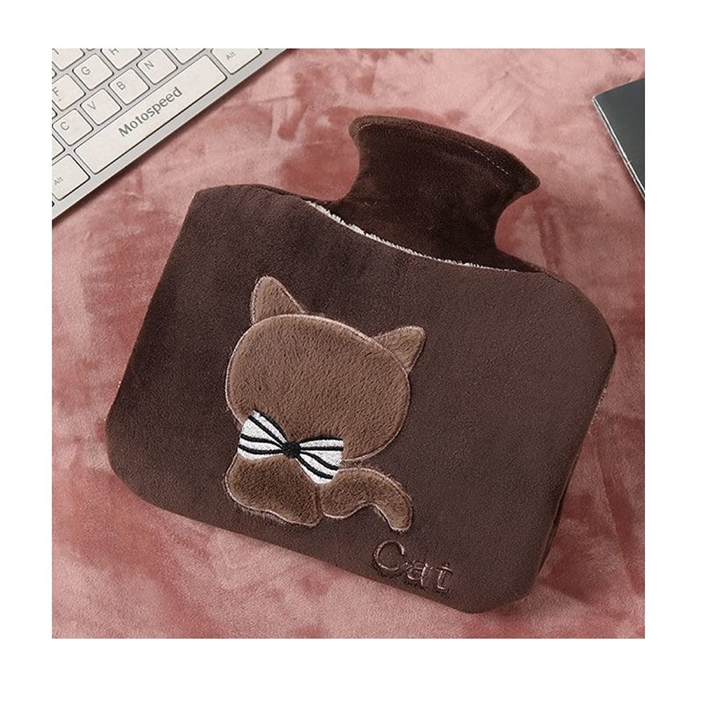 1.5-Liter Hot Water Bottle with Water-Filling Opening for Back, Neck, and Shoulder Pain Relief, Gray Bear