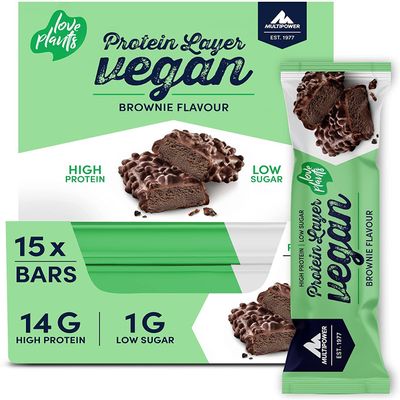 Multipower Vegan Protein Layer Brownie Protein Bar, 24% Protein, 15 x 55 g