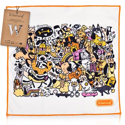 Weserwef XXL Microfiber Glasses Cleaning Cloth, 30 x 30 cm, Funny Dogs