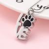 KBFDWEC Pet Cremation Ashes Paw Print Urn Memorial Necklace for Cats and Dogs, Silver view 2