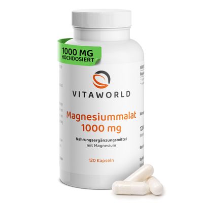 Magnesium Malate Capsules, 1000 mg per Day, 120 Vegan Capsules