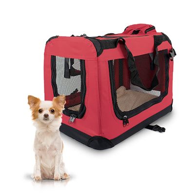 Mobiclinic Bal Dog Carrier, Size S, Foldable, Breathable, Red, Supports up to 8 kg, 50 x 34 x 36 cm
