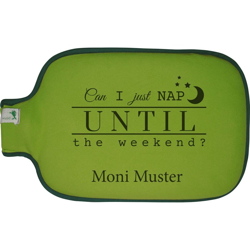 Manutextur Hugo Frosch Personalized Hot Water Bottle, “Nap” Motif – Green, 19.5 x 31.5 cm