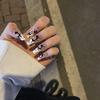 Black and White Extra-Long Pointed Coffin Press-On Nails, 24 Pieces view 1