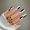 Black and White Extra-Long Pointed Coffin Press-On Nails, 24 Pieces view 2
