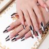 Black and White Extra-Long Pointed Coffin Press-On Nails, 24 Pieces view 3