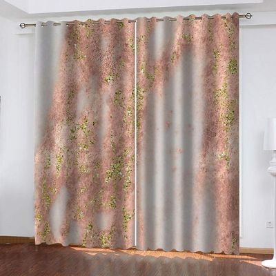 TTBBBB 3D-Printed Blackout Curtain, Golden-Pink Art, W 280 x H 240 cm, Boy and Girl, Thermal Curtain