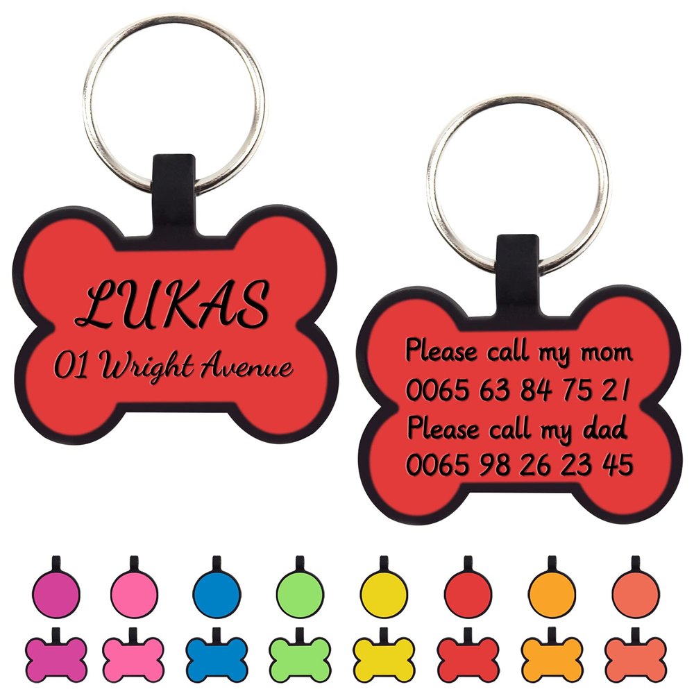 Uiopa 2pcs Personalized Pet ID Tags - Bone/Round