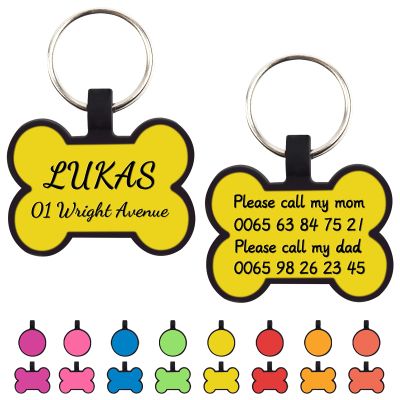 Uiopa 2pcs Personalized Pet ID Tags - Bone/Round