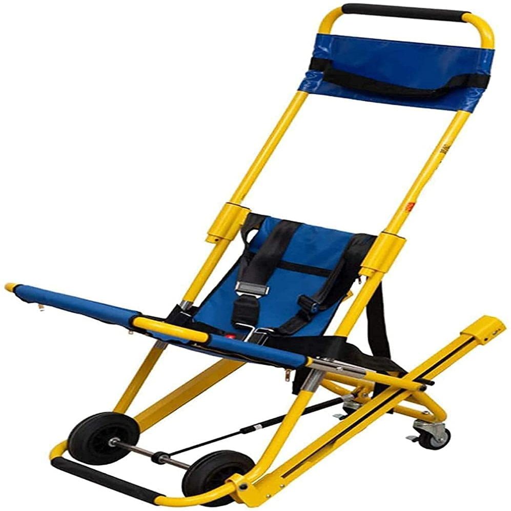 ksamwjf Folding Evacuation Stair Chair, 4-Wheel Medical Transport Chair, 350 lb, Quick Release