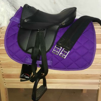 HKM Shetty Saddle Set with Accessories, Black/Purple
