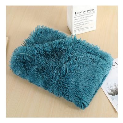 Qing Blue Plush Donut Pet Bed, 100 x 75 cm