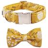 Lionet Paws Dog Collar with Bow Tie, Durable Comfortable Cotton Collar with Metal Clip Buckle, 40–60 cm Neck view 1