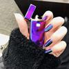 Blue-Purple Gradient Mirror Press-On False Nails, Glossy Punk Style, 24 Pieces, Short Nail Tips view 2