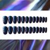 Blue-Purple Gradient Mirror Press-On False Nails, Glossy Punk Style, 24 Pieces, Short Nail Tips view 3