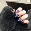 Blue-Purple Gradient Mirror Press-On False Nails, Glossy Punk Style, 24 Pieces, Short Nail Tips view 4