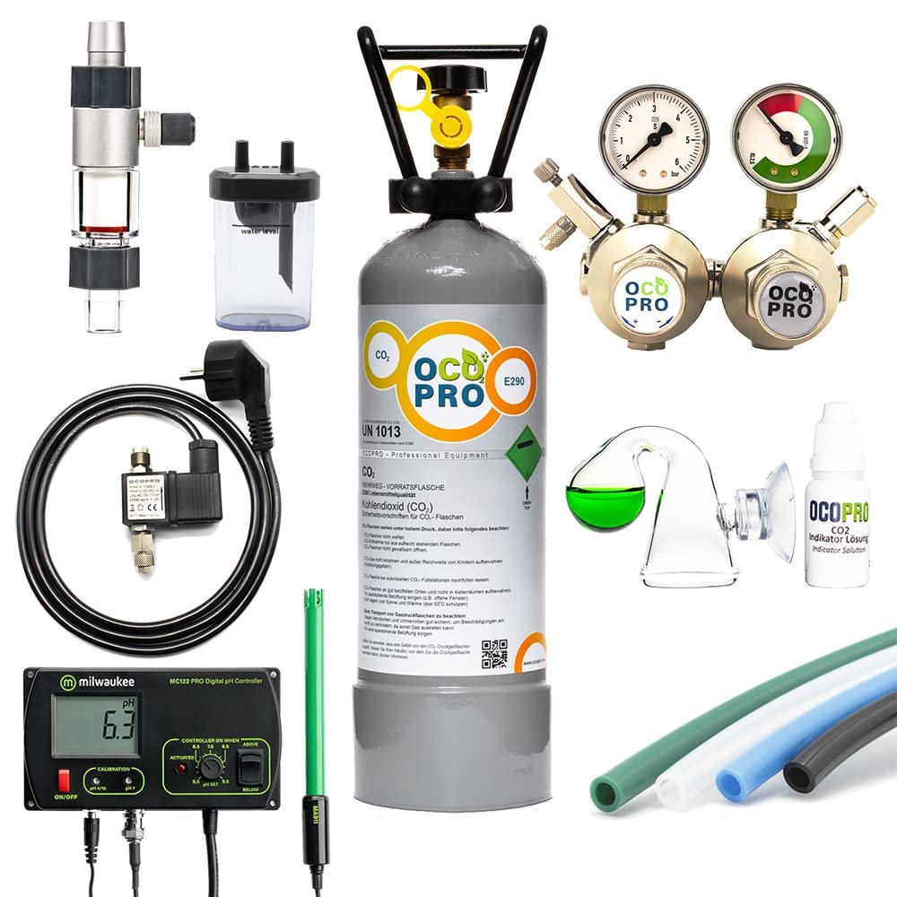 CO2 Aquarium System with pH Controller, Nighttime Shutoff & Dual-Chamber Regulator