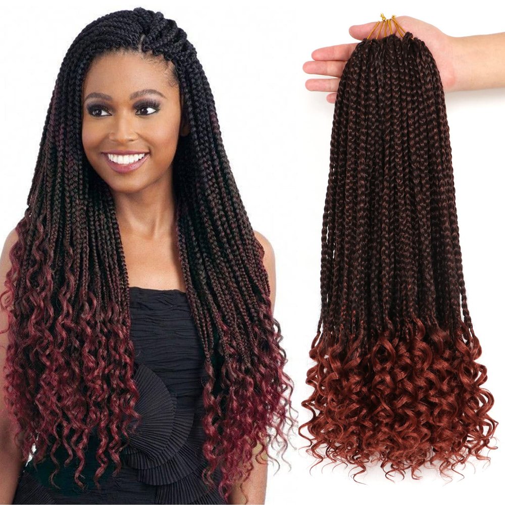 7-Pack Crochet Box Braids with Curly Ends, 3S Wavy, 18 in, #T-350