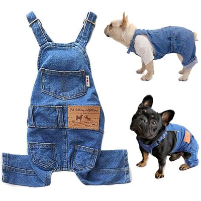 Dog Denim Overalls, Blue Pet Jeans