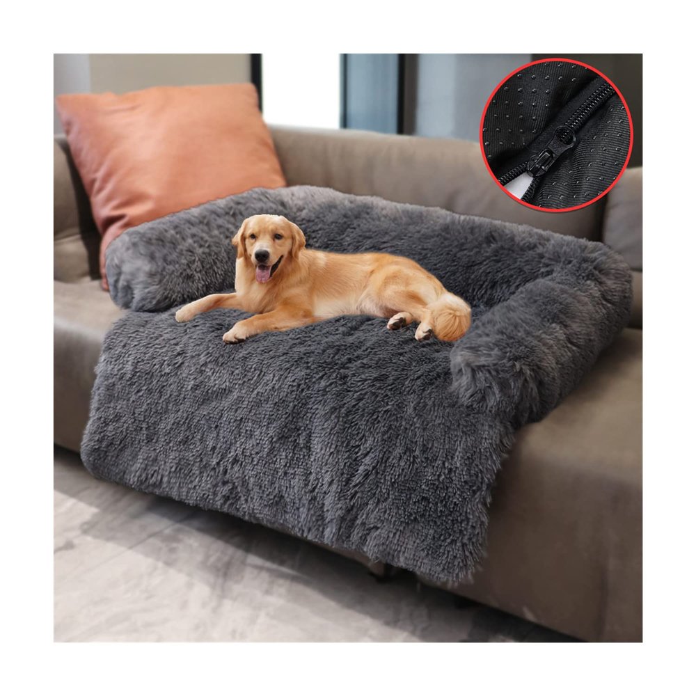 LUOWAN Fluffy Washable Dog Bed, Super Soft Warm Pet Sofa, XS, Dark Gray-RA