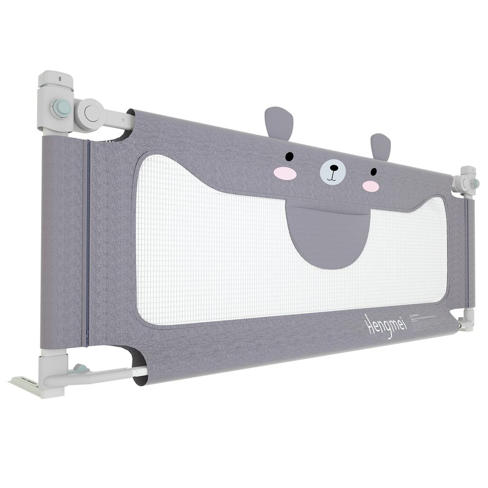 HENGMEI 200 cm Bed Rail, Adjustable Bed Guard for Babies and Children (Small Brown)