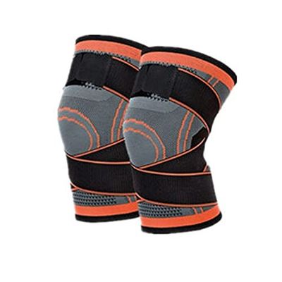 LUOSHUAI Knee Brace Knee Support Compression Sleeve, Arthritis Relief, Elastic Breathable Knee Support (Color: Orange, 1 Pair, Size: M1)