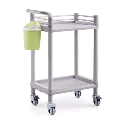 GHCXY Movable Cart, Spa Salon Beauty Rolling Cart with Wheels, Service Cart Shelf with Handles, Beige, 2 Tiers