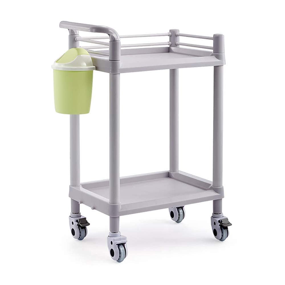 GHCXY Movable Cart, Spa Salon Beauty Rolling Cart with Wheels, Service Cart Shelf with Handles, Beige, 2 Tiers