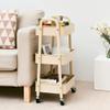 GHCXY 3-Tier Rolling Beauty Salon Cart with Handle, Beige, 40 × 28 × 74 cm view 3