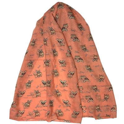 GFM Chihuahua Scarf with Animal Print, Salmon, 42